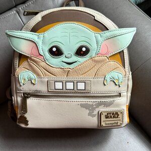 Star Wars Loungefly Baby Yoda Mini Backpack With Faux Leather & Appliqué Design